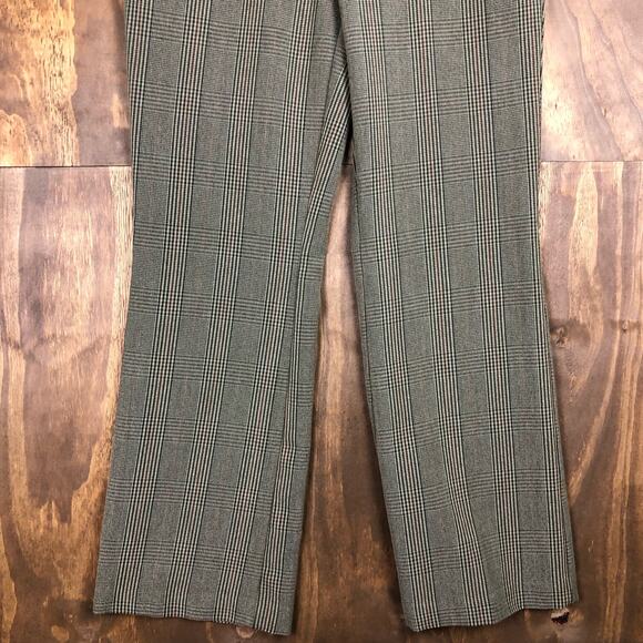 Roz & Ali Womens Pants Brown Green Checkered Plaid Workwear High Rise Stretch 8 - Picture 3 of 11